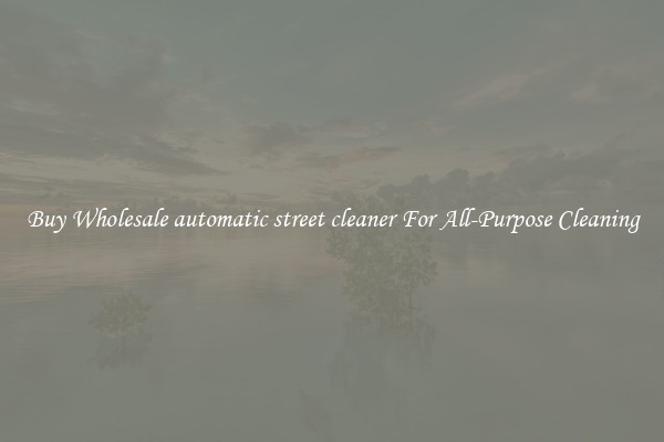 Buy Wholesale automatic street cleaner For All-Purpose Cleaning