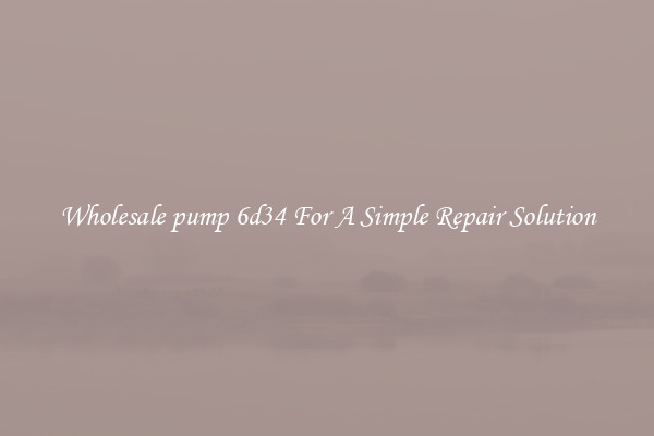 Wholesale pump 6d34 For A Simple Repair Solution