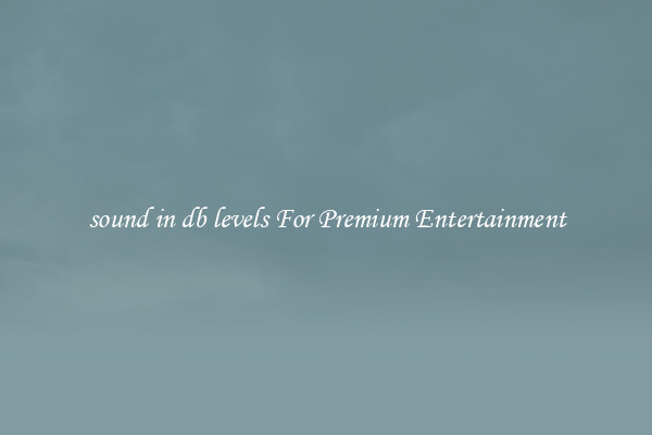 sound in db levels For Premium Entertainment